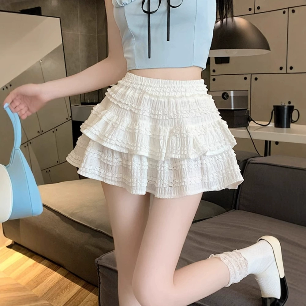 Весенняя милая балетная мягкая кружевная юбка для девочек, женская дизайнерская нишевая пышная короткая юбка