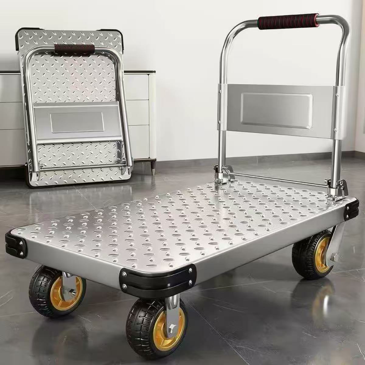 Carrito de Carga Plegable de Plataforma Acero, Silencioso, Plegable, Resistente al Desgaste para Transporte de Carga image 1