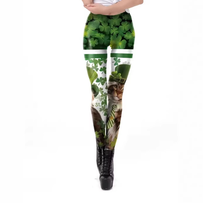 Fashion Women's Clothing St. Patrick's Day Irish Green Clover Leggings Women's Fitness Promotion Fashion Women's Clothing St. Patrick's Day Irish Green Clover Leggings Women's Fitness Promotion