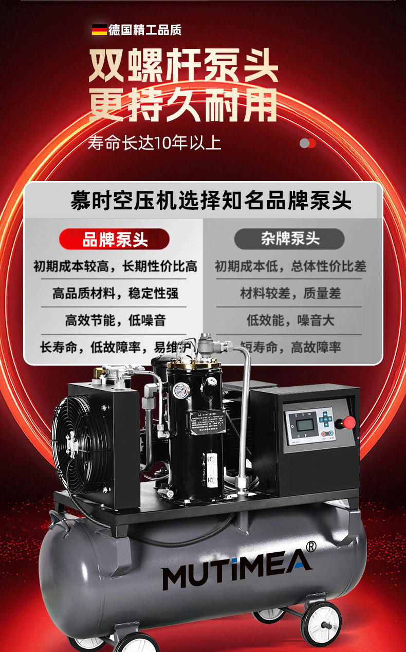 Integrated mobile screw air compressor 7.5kw permanent magnet variable frequency air compressor for real stone paint and auto repair