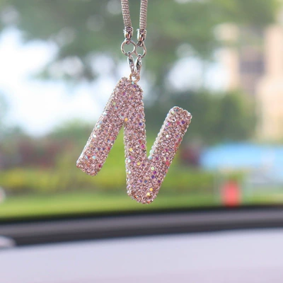 for Women – Car hanging - n-letter-car-pendant-ab-color-transparent-diamond