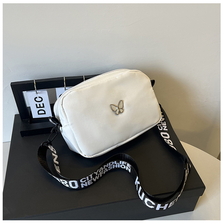wholesale elegant butterfly simple small bag women's nylon cloth wide shoulder strap underarm bag casual shoulder solid color crossbody bag undefined