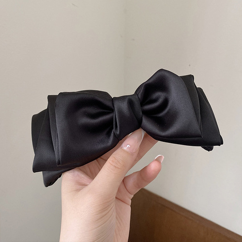 Fugitive Princess Clip Black Bow Tiara Hairpin Back of Head Women's Winter High-end  High-End Hairpin
