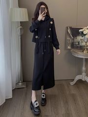 小个子气质个性拼接新款女时尚减龄洋气休闲运动卫衣半身裙两件套