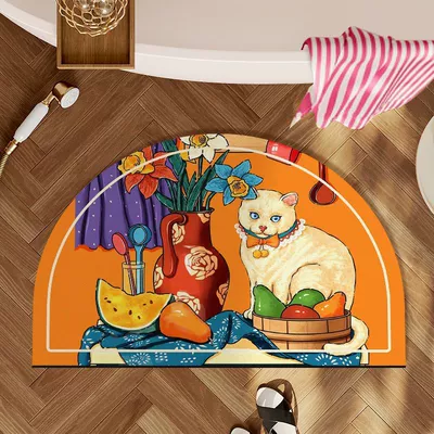 Avtomobil döşəmə paspasları — Cartoon Cute Kitten Soft Diatom - orange-cat-on-table-4060cm-diatom-mudabsorbent-and-quick-drying