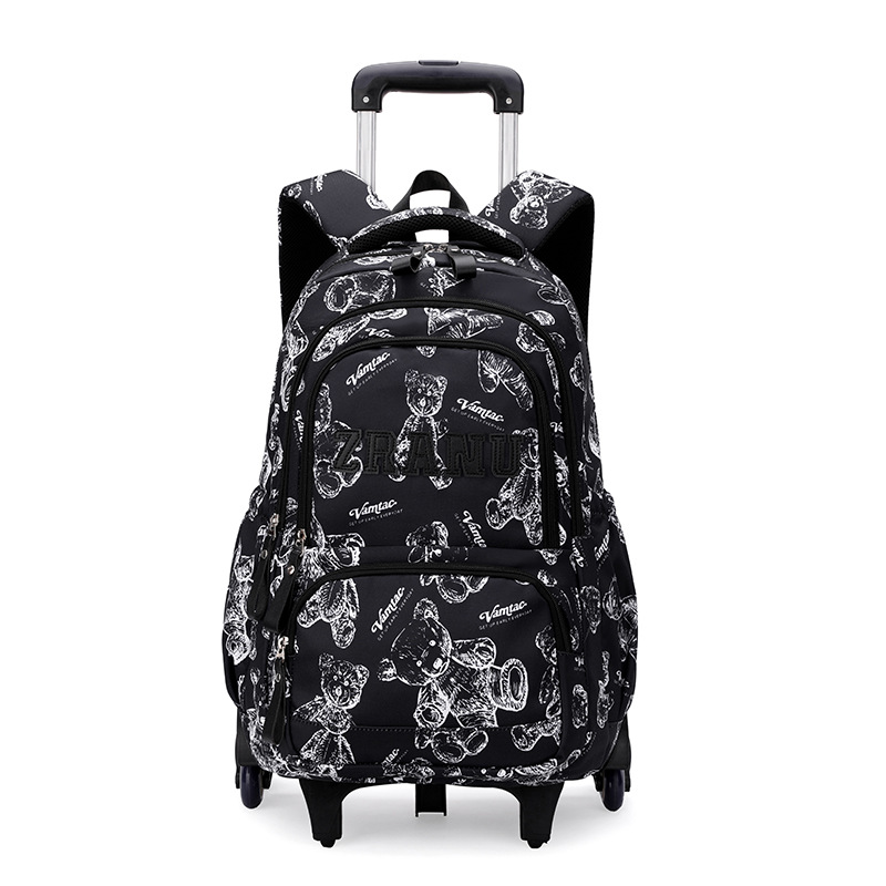 Mochila de pescado natural de alta capacidad para la escuela secundaria, buena bolsa de tirón para reducir la carga, fácil de arrastrar bolsa para subir escaleras