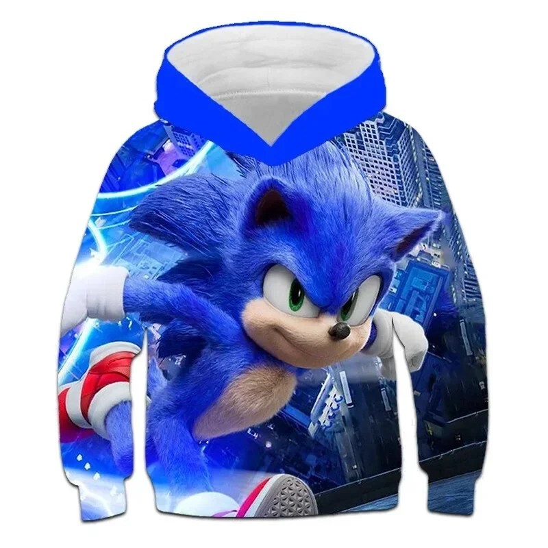 Europe and the United States cross-border hot new children's clothing hoodie top 3D digital printing hedgehog sonic print sweater