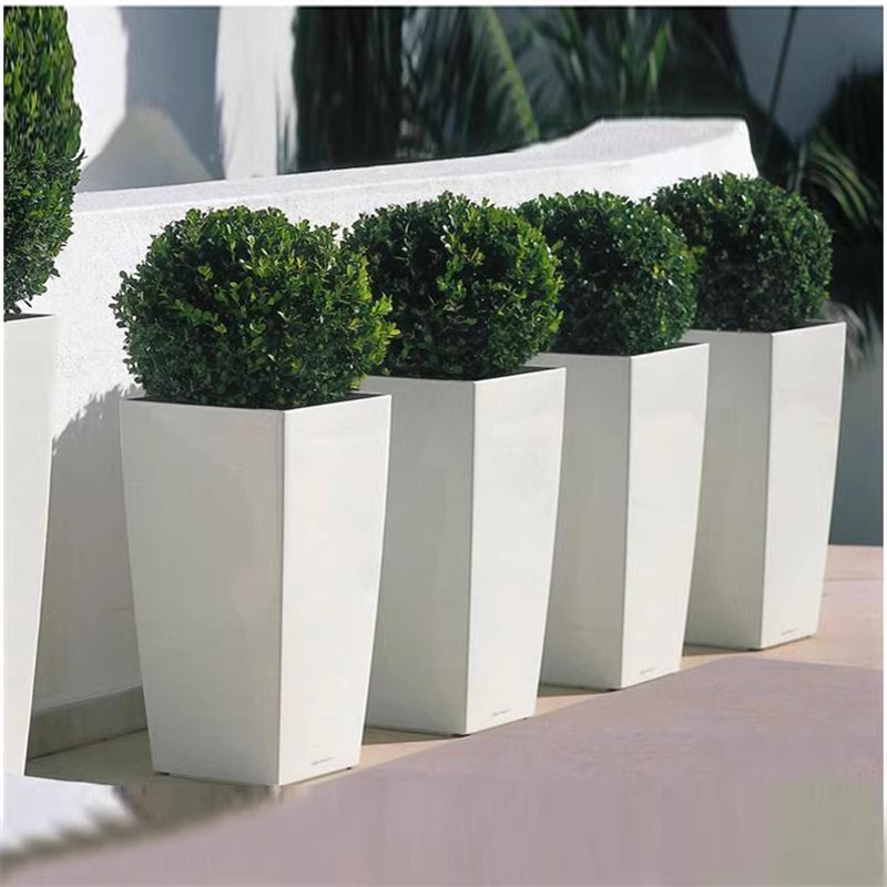 Interior y exterior FRP cuadrado vasijas de fibra de vidrio vasijas de fibra de vidrio vasijas de fibra de vidrio vasijas de flores comerciales