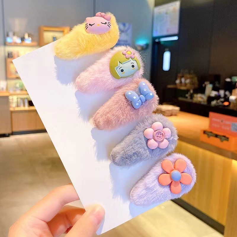 Otoño e Invierno de los niños de felpa horquilla accesorios para el cabello clip de bebé pelo roto BB clip lindo lana horquilla niña princesa accesorios para el cabello