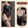 Black [lace jumpsuit] with underwire to look bigger