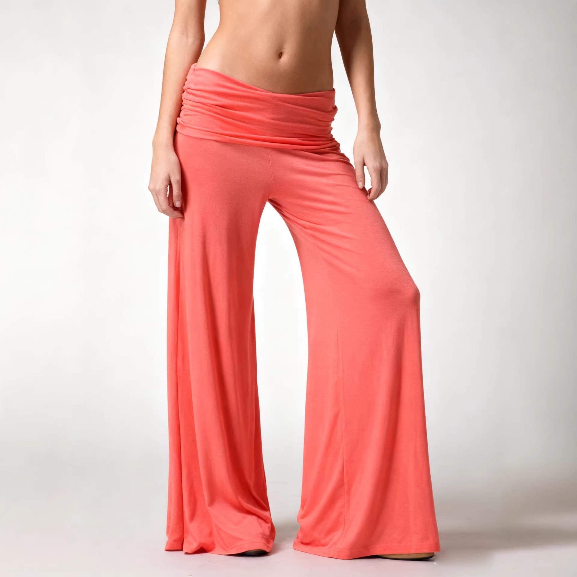European and American Cross-Border 2026 Summer Hot-Selling Wide-Leg Casual Yoga Pants, Loose and Versatile Solid Color Fashion Wide-Leg Flared Pants