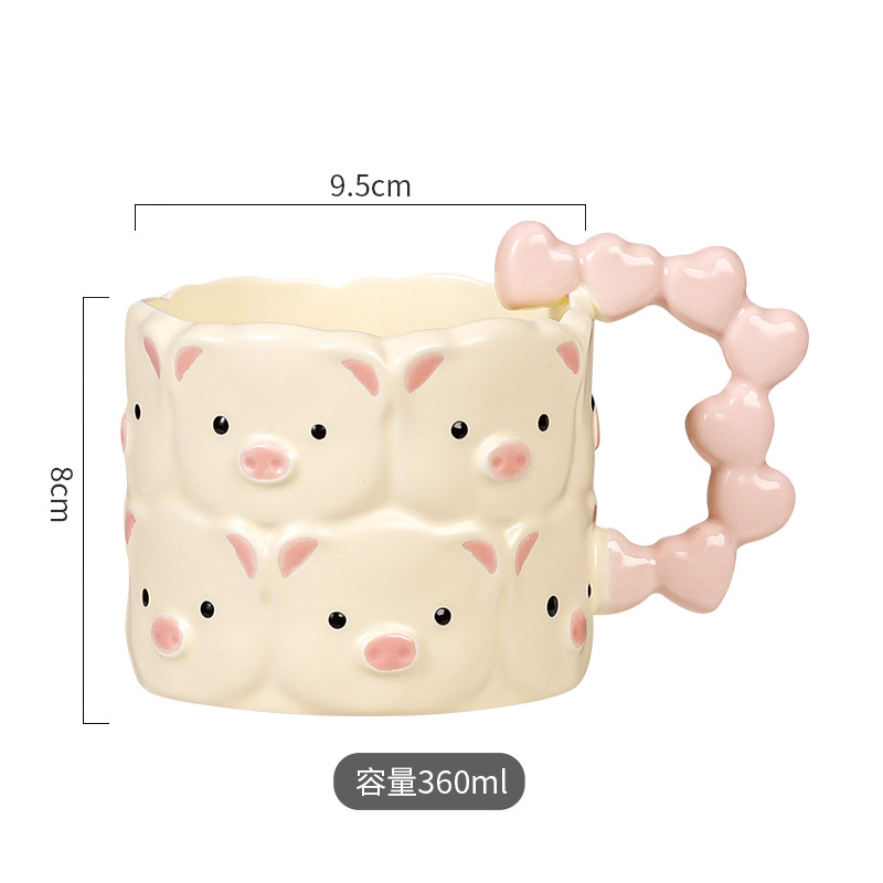 Taza de gran capacidad, regalo de dibujos animados, taza de cerámica para niños, juego de taza de color bajo vidriado pintado a mano, regalo creativo