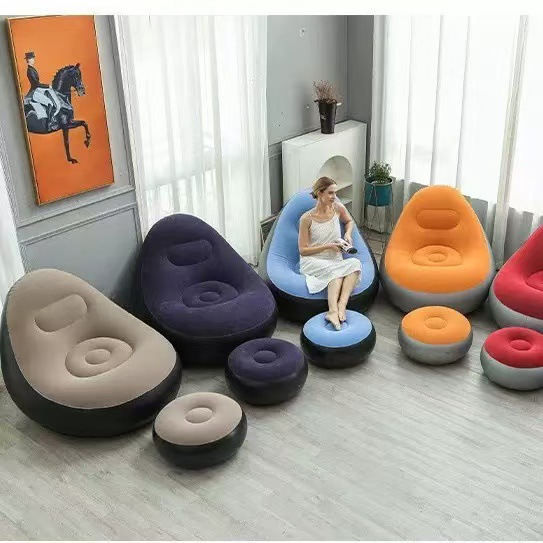 Sofá inflable perezoso para acostarse al aire libre dormitorio individual balcón ocio al aire libre dormitorio de campamento multifuncional grueso