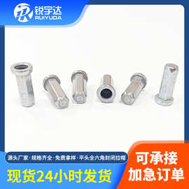 新能源汽车专用锌镍合金M5-7-20.5  帽厚2.5平头全六角封闭拉帽
