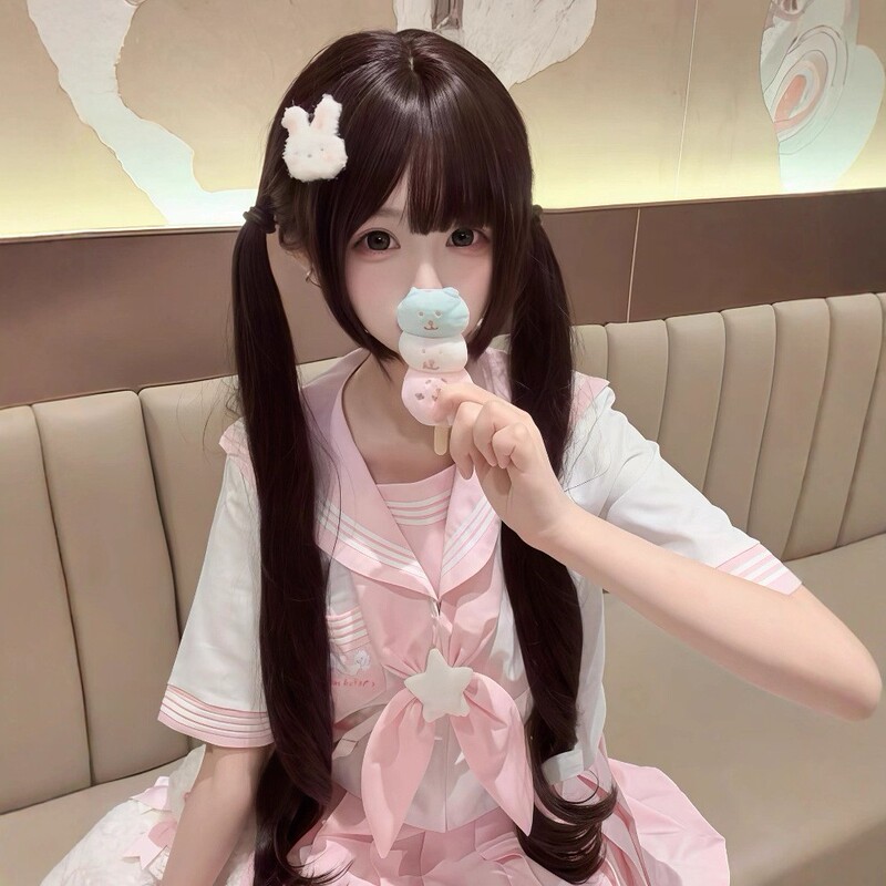 [Can Be Tied into Two Ponytails for Delivery] Xingcheng Wig for Women, Long Curly Hair, Jk Lolita Style, 75cm, Chocolate Color, Full Wig