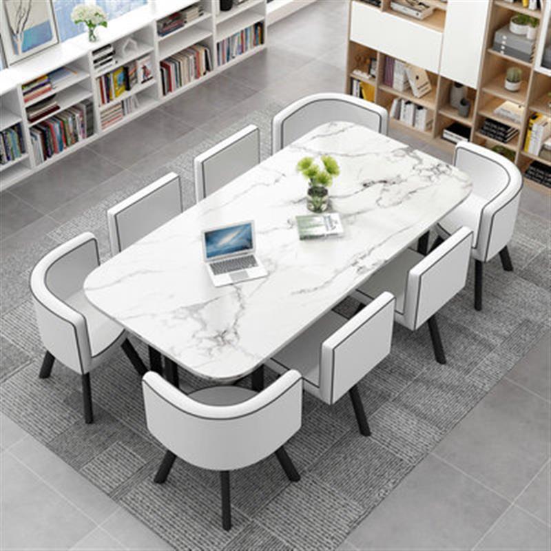 Albaricoque cuero blanco una mesa y ocho sillas 200*100