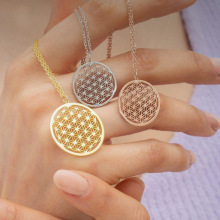 龙瑞欧美跨境热销生命之花不锈钢吊坠项链简约时尚送妈妈礼物饰品