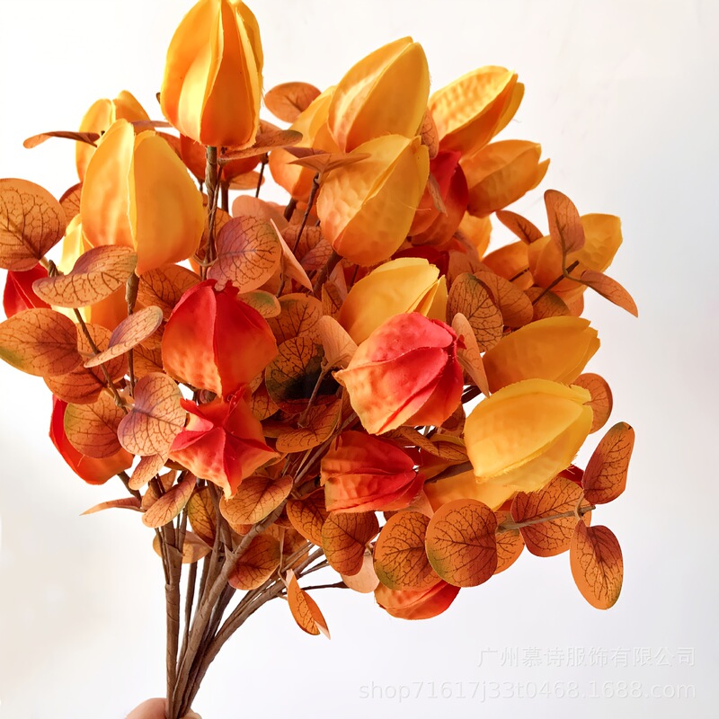 Factory-Issued Autumn Thanksgiving Artificial Eucalyptus Branches, Orange Autumn Eucalyptus Leaf Branches, Pumpkin Branches, Thanksgiving Decorations Factory-Issued Autumn Thanksgiving Artificial Eucalyptus Branches, Orange Autumn Eucalyptus Leaf Branches, Pumpkin Branches, Thanksgiving Decorations