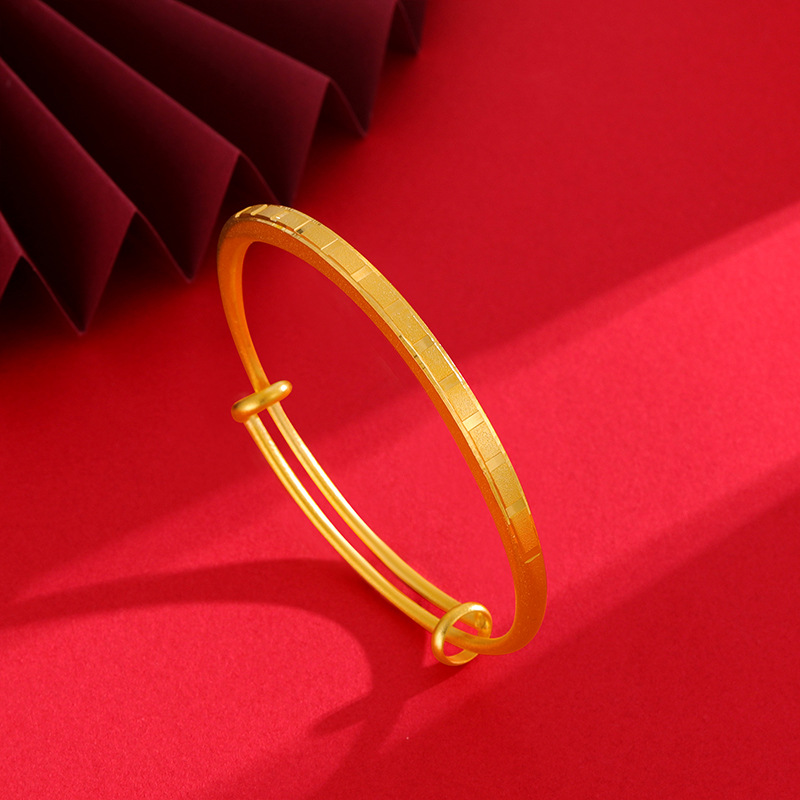 Pulsera de mujer de boca abierta pulsera de estilo nacional a rayas al por mayor de arena oro vintage pulsera de mujer chapado en oro fábrica joyería al por mayor