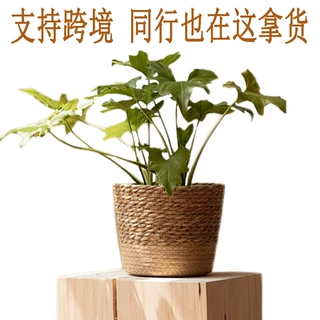 欧式海草编织植物花盆藤编绿植装饰花器阳台防水花篮子盆栽收纳筐