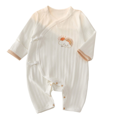 Newborn clothes, summer thin newborn baby clothes, baby air-conditioned clothes, long-sleeved pajamas, baby jumpsuits