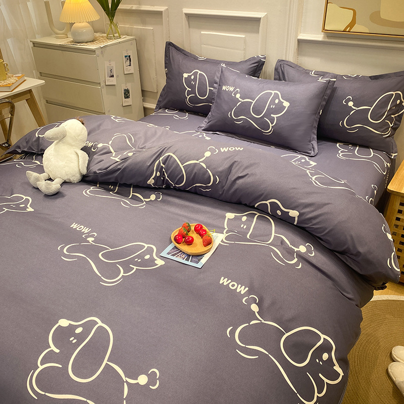 Juego de ropa de cama de algodón cepillado al por mayor para estudiantes, juego de cuatro piezas, funda de edredón de algodón con aloe vera, funda de edredón individual para dormitorio, juego de tres piezas. image 22