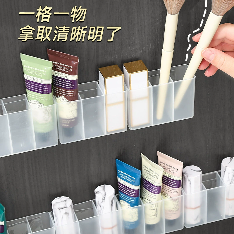 Настенный ящик для хранения зажимов для бровей, ножниц, карандашей для бровей, кистей, помады, разделенного ящика, органайзера для мелких предметов с тремя отделениями без перфорации.