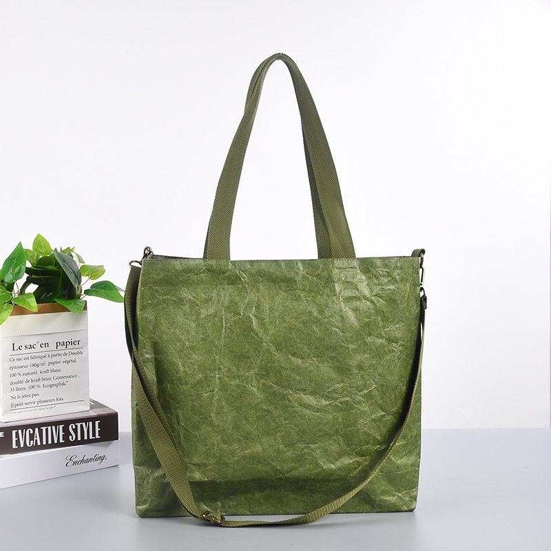 复古杜邦纸袋纯色空白拉链包包批发休闲大学生可调节单肩包可水洗