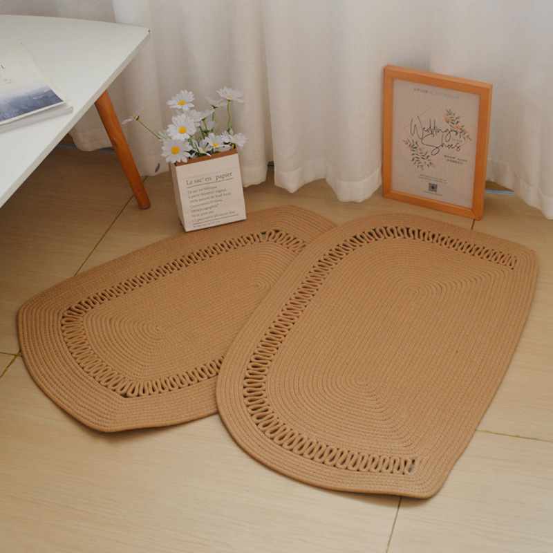 가정용 민요 면 짠 바닥 매트 침실 거실 커피 테이블 내마모성 아기 등반 매트 장식 매트