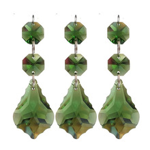 水晶枫叶吊坠38mm彩色饰品diy门帘珠串配件单面材料白水晶