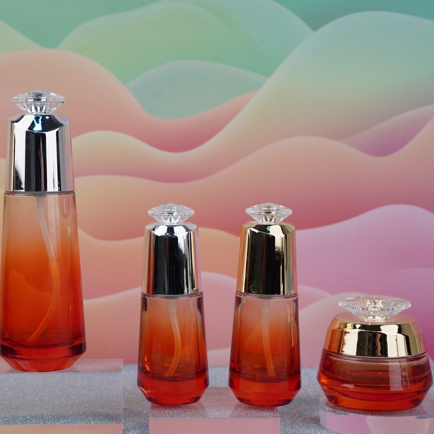 莲花乳液分装瓶 高档蒙砂面霜瓶玻璃厚底款喷雾瓶化妆品包材套装