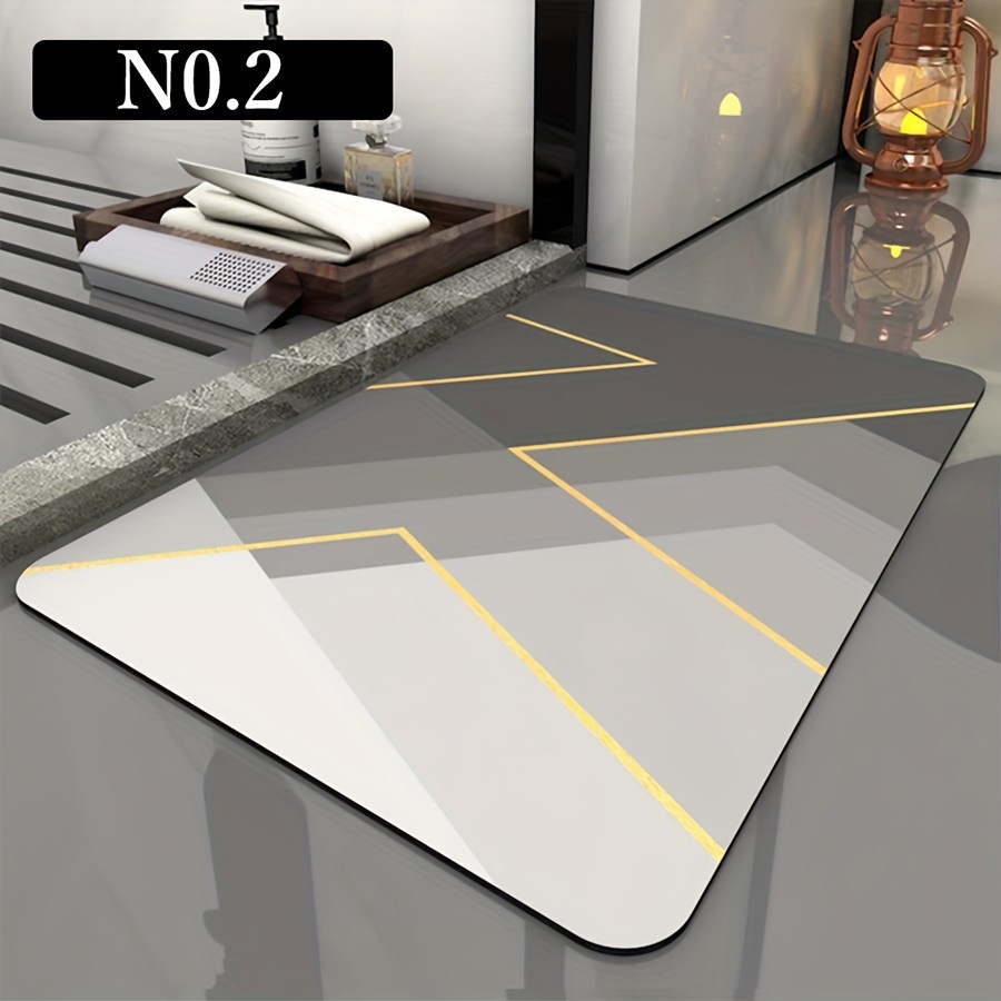 Modern Minimalist High-End Bathroom Anti-Stain Non-Slip Floor Mat, Water-Absorbent Easy-Care Foot Mat for Shower Room, Wear-Resistant Entrance Door Mat