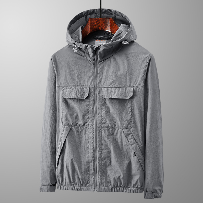 Cross-border summer sunscreen coat breathable ice silk skin clothing outdoor leisure travel men's windbreaker sunscreen clothing wholesale Cross-border summer sunscreen coat breathable ice silk skin clothing outdoor leisure travel men's windbreaker sunscreen clothing wholesale