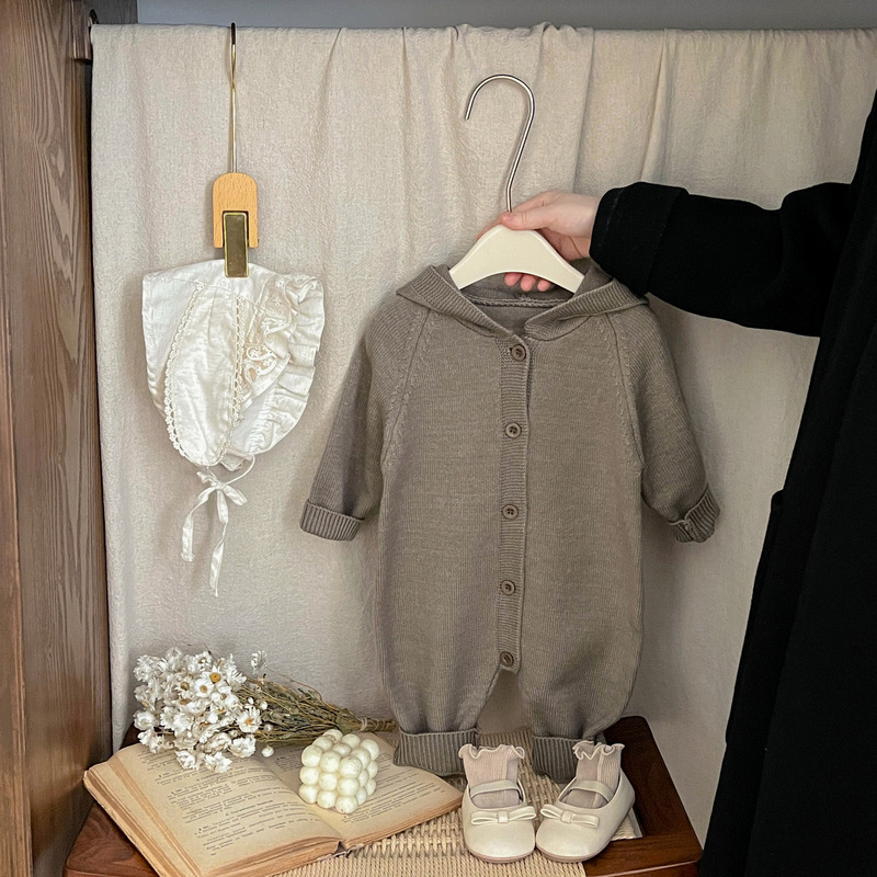 婴儿哈衣秋装连体衣可爱超萌毛衣连帽爬服男女宝宝洋气柔软外出服|undefined