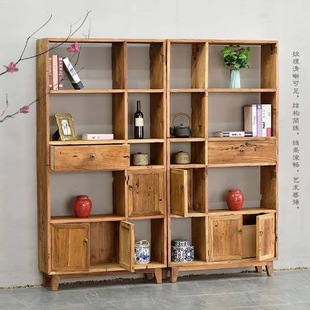 Old Elm Bogu Rack Solid Wood Bookcase Partition Storage Cabinet Tea Tea Set Antique Display Cabinet Duobao Pavilion Storage Rack