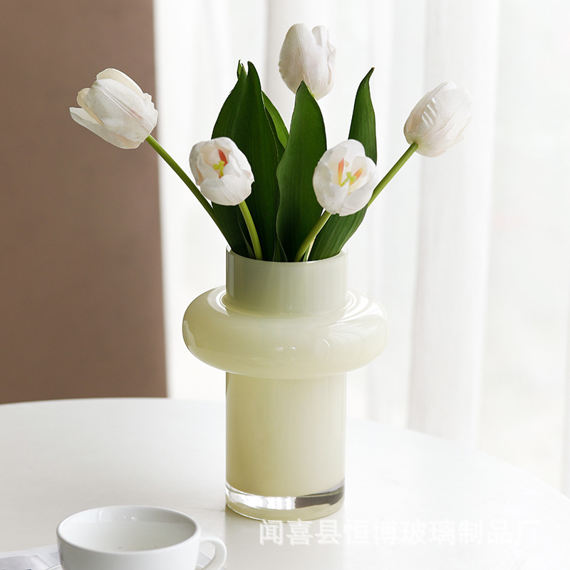 Jarrón grande y sencillo de estilo europeo para arreglos florales de cristal, flor pequeña de cintura, dispositivo hidropónico para flores secas, adornos de alta gama