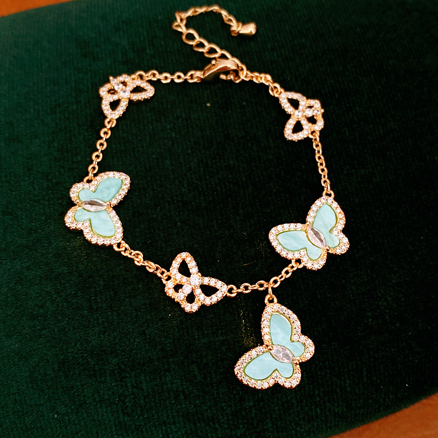 Placa de zircón colgante de mariposa pulsera nicho de diseño pulsera fresca dulce y fresco viento ligero lujo alta sensación joyería al por mayor