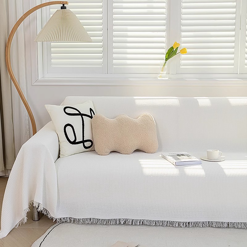 Sofa Cover Full Wrap Cloth Ins Cream Style Cotton Yarn Camping Blanket Sofa Cushion All-Season Universal Full Wrap High-End Feel