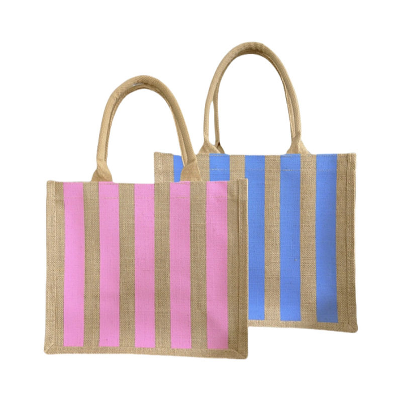 Bolsa de yute personalizada para almacenamiento, bolsa de compras simple de gran capacidad, bolsa de compras plegable ecológica.