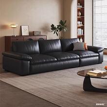 意大利Normcore小公寓真皮沙发客厅2025新的现代简单直排三个座位