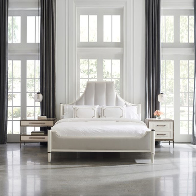 American style solid wood simple double bed linen soft package princess bed creative internet celebrity light luxury bedroom birch column big bed 