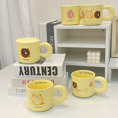 New trendy donut-shaped ceramic mug creative high-quality cream-style business event gift cup wholesale