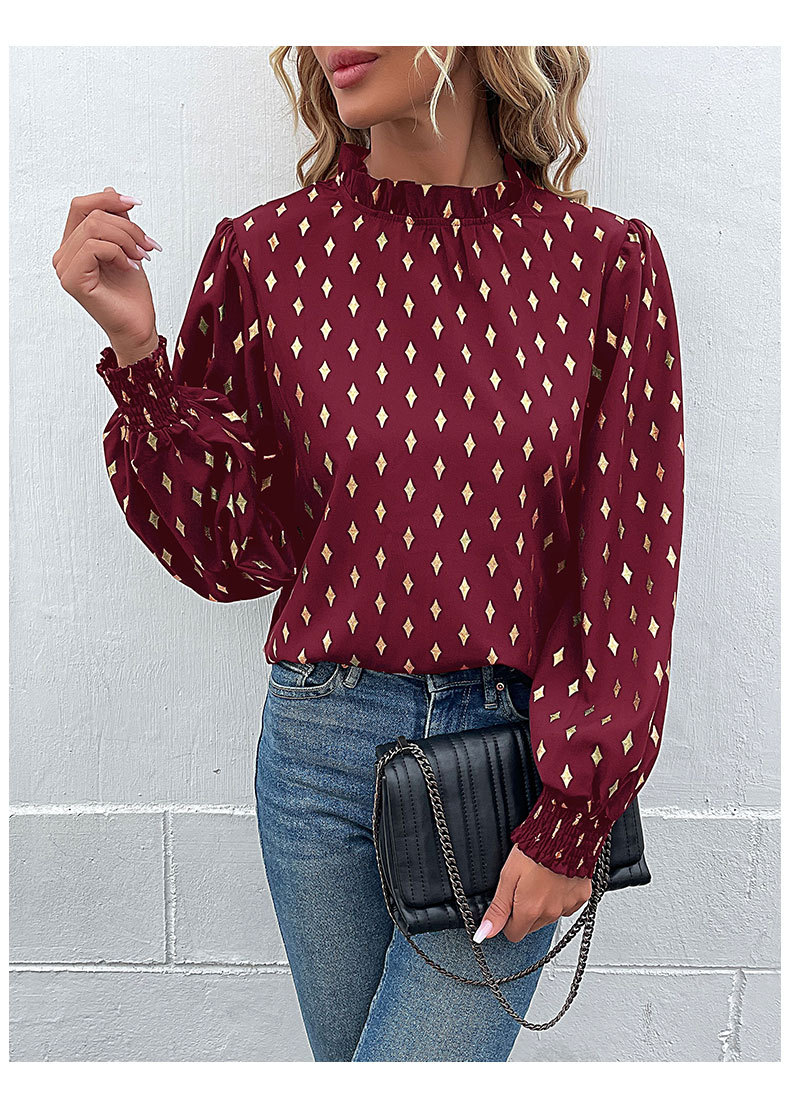 Camicia a collo alto a maniche lunghe con stampa a caldo_voghion.com