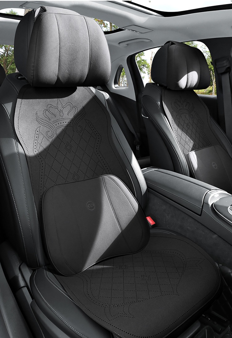 2026 New Crown Suede Leather Car Seat Cushion, Suitable for All Seasons, Small Waist Design, Model MA12