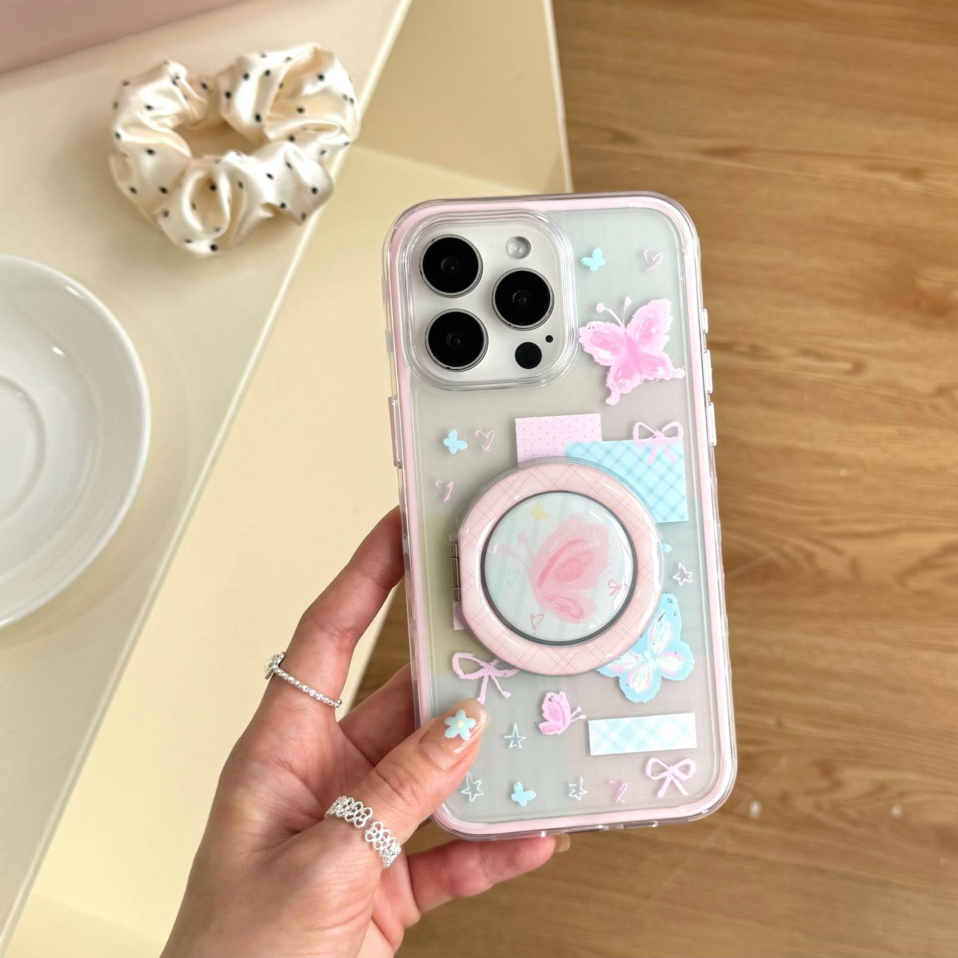 Pequeño arco rosa floreciente fresco para Apple 16ProMax funda para teléfono móvil 15Pro Girl Heart 14/13 nuevo