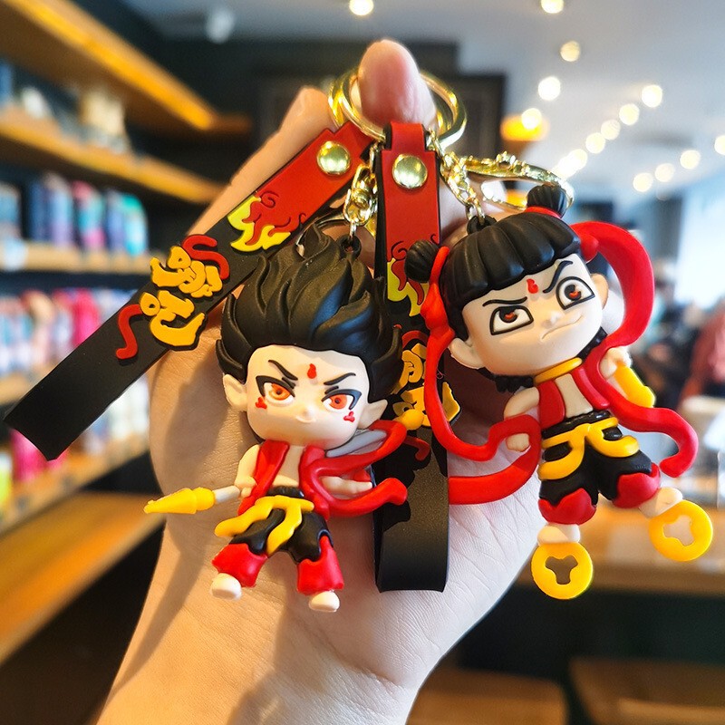 Nezha 2 Magic Child Cute Cartoon Doll Keychain Ao Bing Figure Blind Box School Bag Pendant Accessories