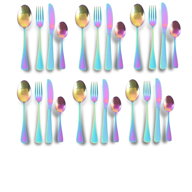 Amazon tiktok popular vajilla de acero inoxidable 24 piezas traje 1010 cuatro piezas principales 6 personas usan comida occidental cuchillo, tenedor y cuchara