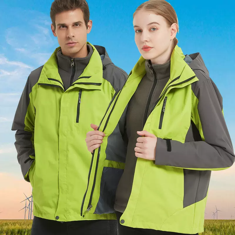 户外冲锋衣定制印logo男女三合一加绒可拆卸外套工作服登山服校服