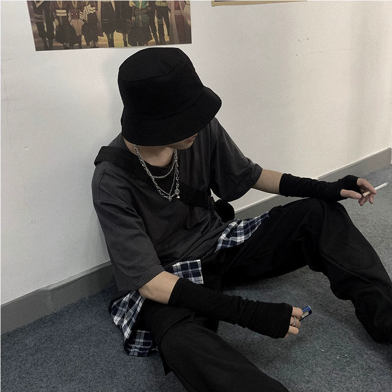 Темные солнцезащитные рукава Yamamoto в стиле Харадзюку для студенческих пар, функциональный стиль, велосипедные перчатки для интернет-знаменитостей для мужчин и женщин, перчатки ниндзя на палец