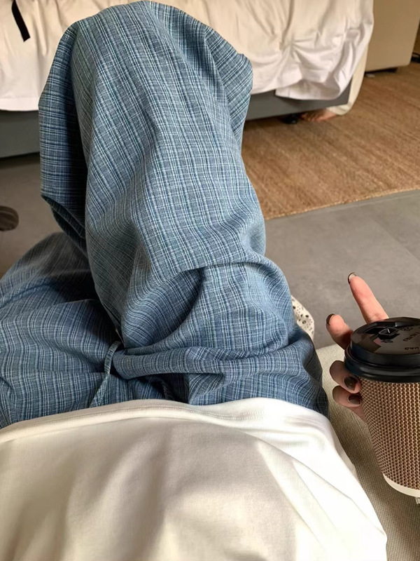 水洗牛仔棉抽绳阔腿裤女夏季薄款松弛感宽松显瘦休闲裤百搭拖地裤|undefined